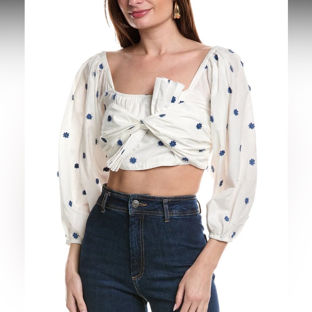 Farm Rio Blue Flowers Crop Top